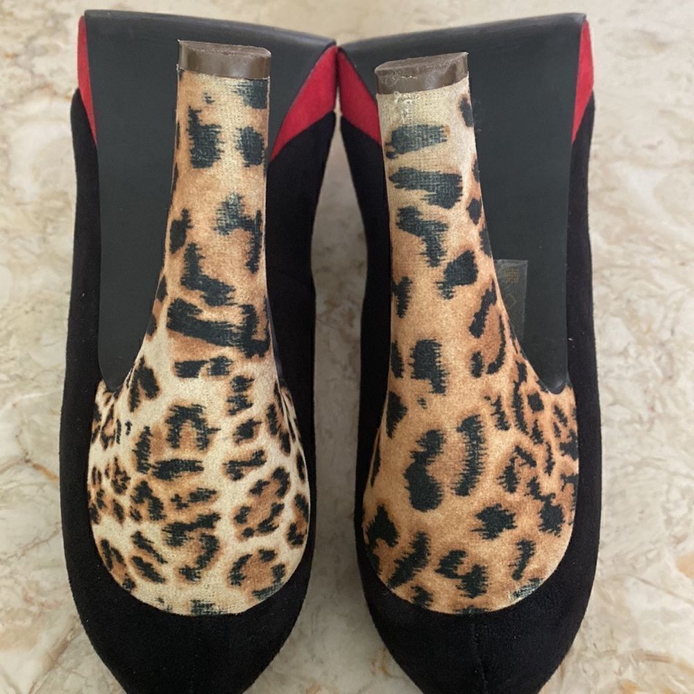 Call It Spring Platform Heels Red Black & Leopard Print - Picture 10 of 15